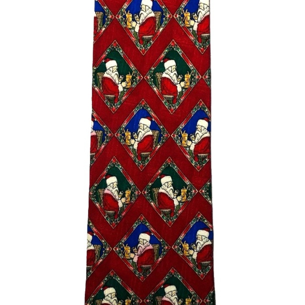 Vintage 1996 Silk Necktie Holiday Traditions MMG Hallmark Made in USA